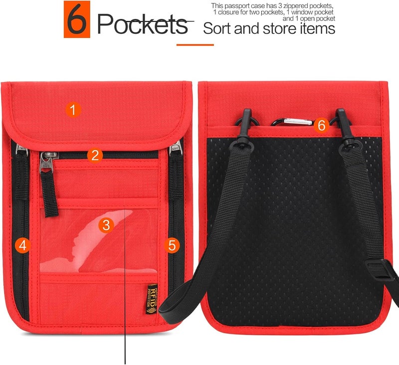 Arouselove Neck Wallet Lightweight RFID Blocking Waterproof Travel Pouch for Women Men - Image 2